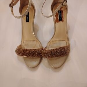 Alex Marie Beige Embellished Heels